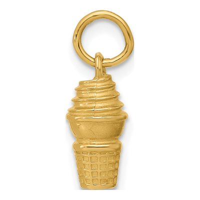 14K Yellow Gold Ice Cream Cone Pendant – view 2