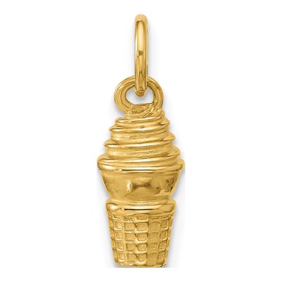 14K Yellow Gold Ice Cream Cone Pendant