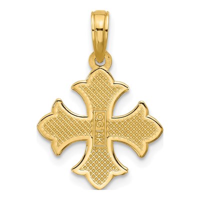 14K Yellow Gold Fleur de Lis Cross Pendant – view 3