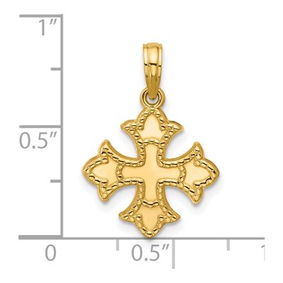 14K Yellow Gold Fleur de Lis Cross Pendant – view 4