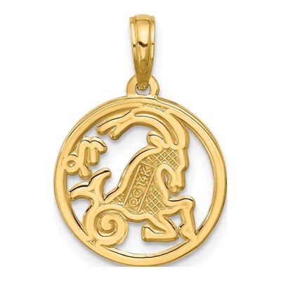 14K Yellow Gold Capricorn Zodiac Pendant – view 3