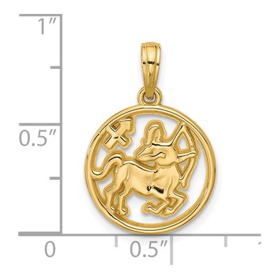 14K Yellow Gold Sagittarius Zodiac Pendant – view 4