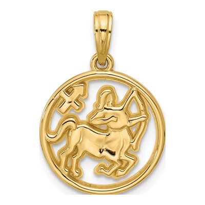14K Yellow Gold Sagittarius Zodiac Pendant