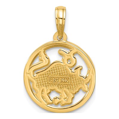 14K Yellow Gold Taurus Zodiac Pendant – view 3