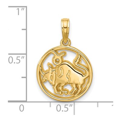 14K Yellow Gold Taurus Zodiac Pendant – view 4