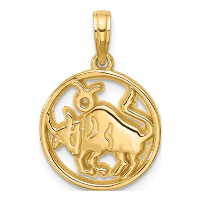 14K Yellow Gold Taurus Zodiac Pendant