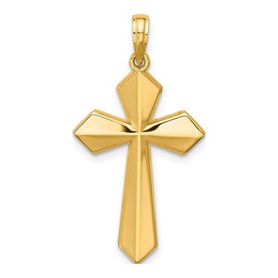 14K Yellow Gold Christian Cross Pendant
