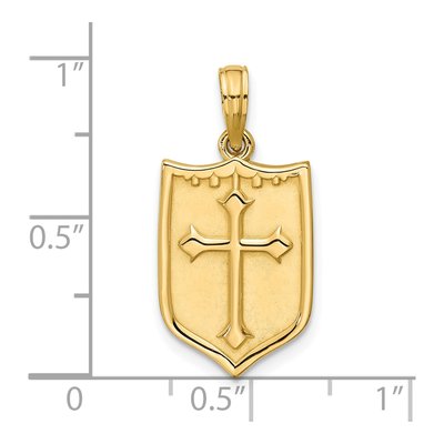 14K Yellow Gold Shield Cross Pendant – view 4