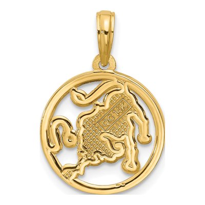 14K Yellow Gold Leo Zodiac Round Pendant – view 3