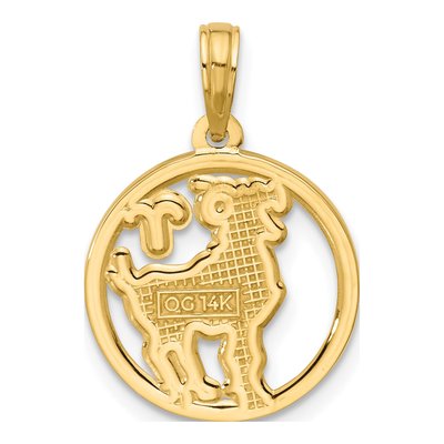 14K Yellow Gold Round Aries Zodiac Pendant – view 3