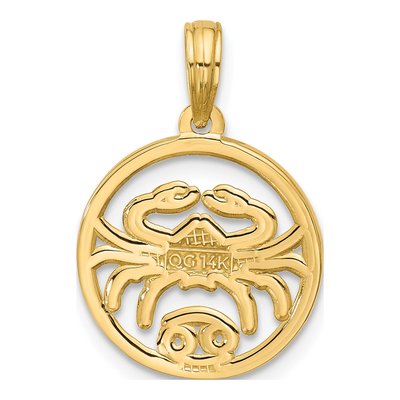14K Yellow Gold Cancer Zodiac Pendant – view 3