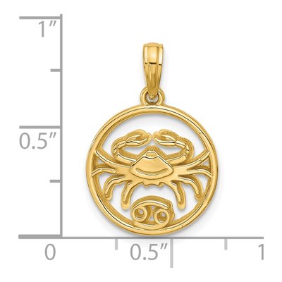14K Yellow Gold Cancer Zodiac Pendant – view 4
