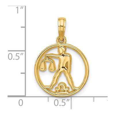 14K Yellow Gold Round Libra Zodiac Pendant – view 4