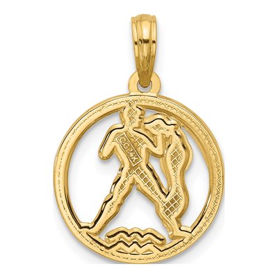 14K Yellow Gold Aquarius Zodiac Pendant – view 3