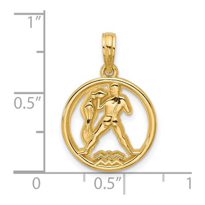 14K Yellow Gold Aquarius Zodiac Pendant – view 4