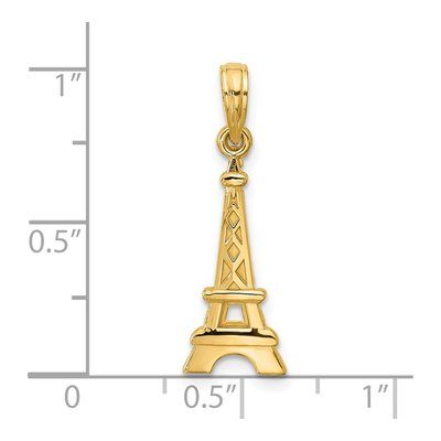 14K Yellow Gold Eiffel Tower Heart Set Pendant – view 4