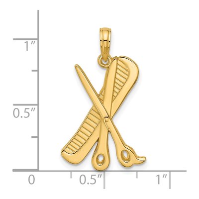 14K Yellow Gold Scissor Comb Pendant – view 4