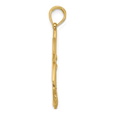 14K Yellow Gold Compass Anchor Rope Pendant – view 2