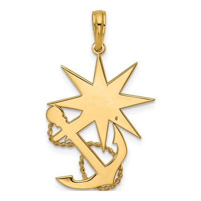 14K Yellow Gold Compass Anchor Rope Pendant – view 3