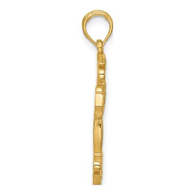 14K Yellow Gold Fleur de Lis Cross Pendant – view 2