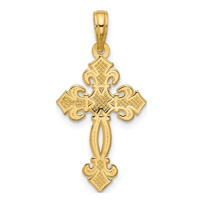 14K Yellow Gold Fleur de Lis Cross Pendant – view 3