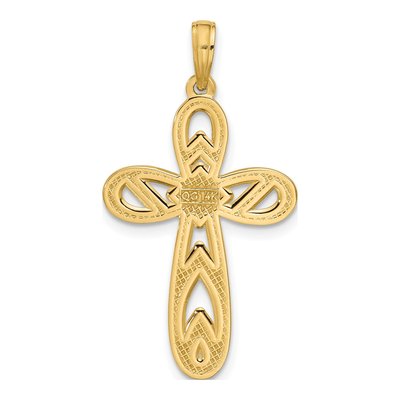 14K Yellow Gold Rounded Cross Pendant – view 3