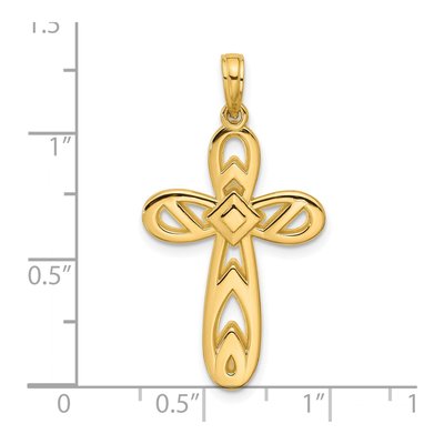 14K Yellow Gold Rounded Cross Pendant – view 4