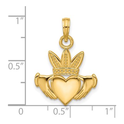 14K Yellow Gold Heart Crown Pendant – view 4