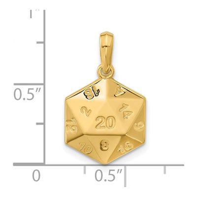 14K Yellow Gold D20 Dice Pendant – view 4