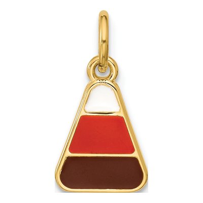 14K Yellow Gold Enameled Candy Corn Pendant