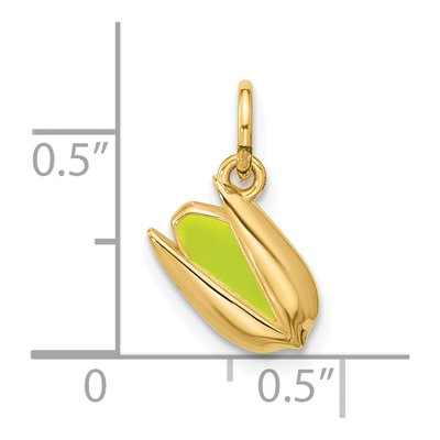 14K Yellow Gold Green Enamel Pistachio Pendant – view 4