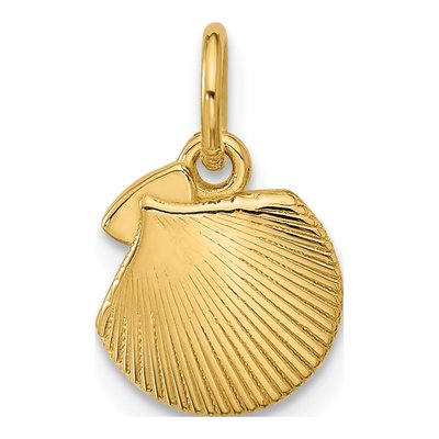 14K Yellow Gold Textured Seashell Pendant