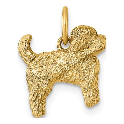 14K Yellow Gold Furry Dog Pendant – view 4