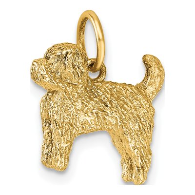 14K Yellow Gold Furry Dog Pendant – view 5
