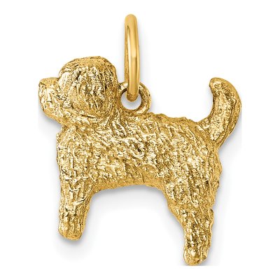 14K Yellow Gold Furry Dog Pendant