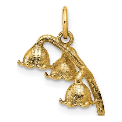 14K Yellow Gold Lily of Valley Pendant