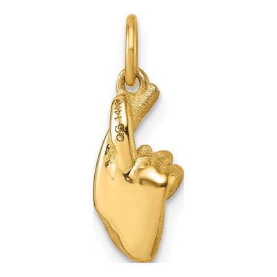 14K Yellow Gold Fingers Crossed Hand Pendant – view 4