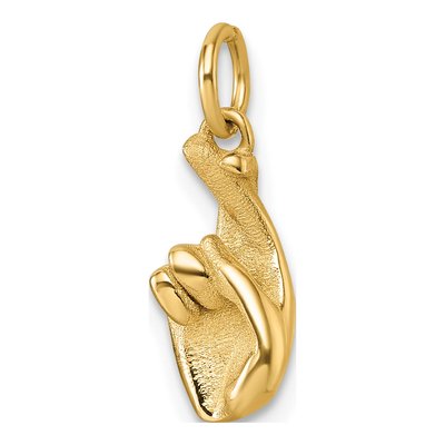 14K Yellow Gold Fingers Crossed Hand Pendant – view 5