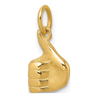 14K Yellow Gold Thumbs Up Hand Pendant – view 5
