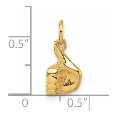 14K Yellow Gold Thumbs Up Hand Pendant – view 6