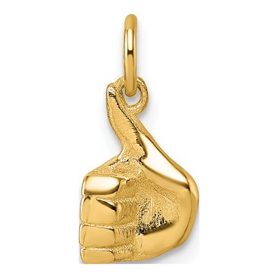 14K Yellow Gold Thumbs Up Hand Pendant