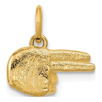 14K Yellow Gold 2-Finger Point Hand Pendant – view 3