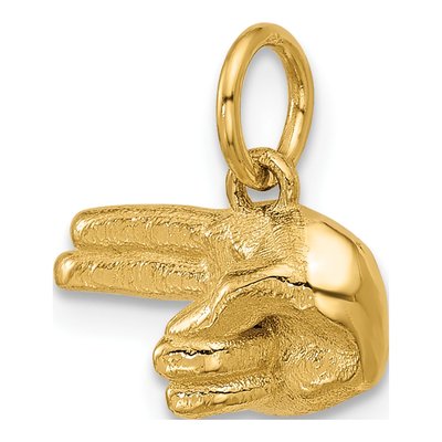 14K Yellow Gold 2-Finger Point Hand Pendant – view 4