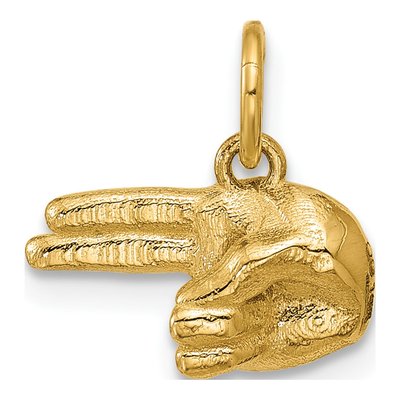 14K Yellow Gold 2-Finger Point Hand Pendant