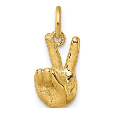14K Yellow Gold Peace Hand Pendant