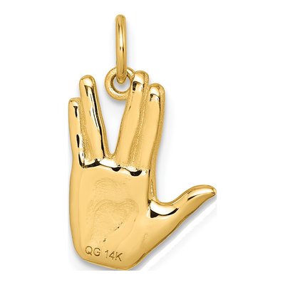 14K Yellow Gold Live Long Prosper Hand Pendant – view 4