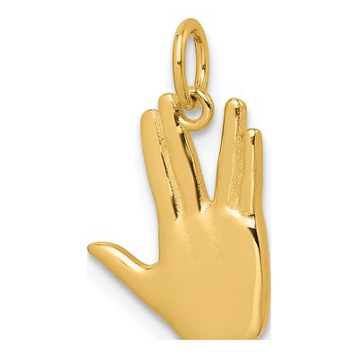 14K Yellow Gold Live Long Prosper Hand Pendant – view 5