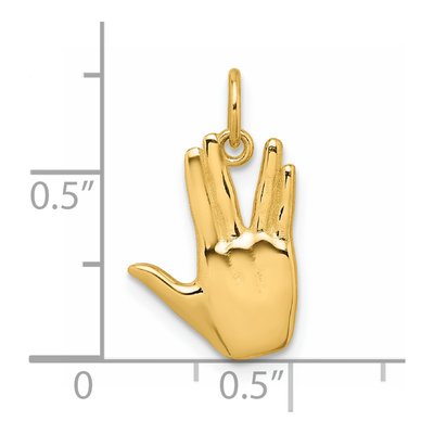 14K Yellow Gold Live Long Prosper Hand Pendant – view 6