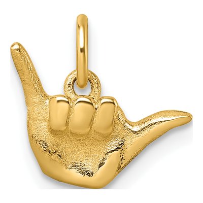 14K Yellow Gold Shaka Hand Pendant