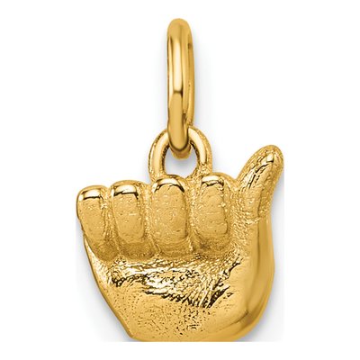 14K Yellow Gold ASL Letter 'a' Sign Pendant
